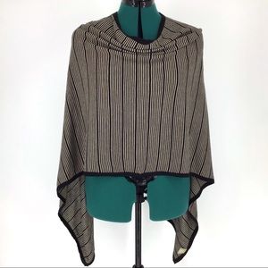 Calvin Klein Striped Sweater Poncho, OS